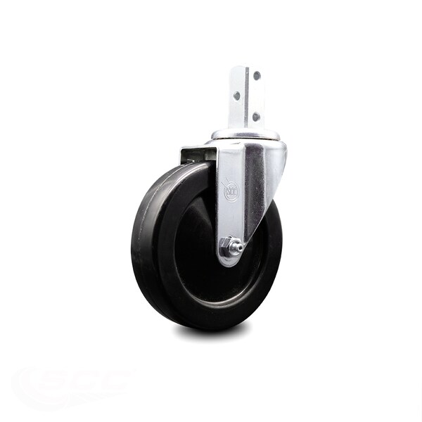 5 Inch Soft Rubber Wheel Swivel 3/4 Inch Square Stem Caster